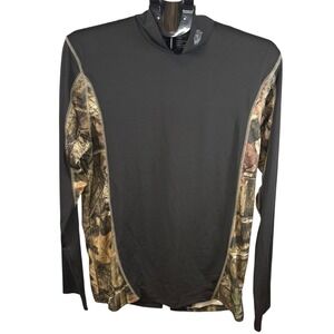 Mossy Oak Breakup Infinity Mens Camo Base Layer Mock Neck Shirt Black M WM5514MO